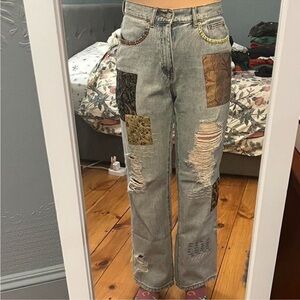 BDG Blue and Brown Straight Leg Jeans